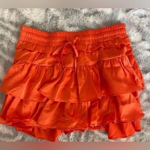 Orange Tiered Skirt Skort Satin NWT